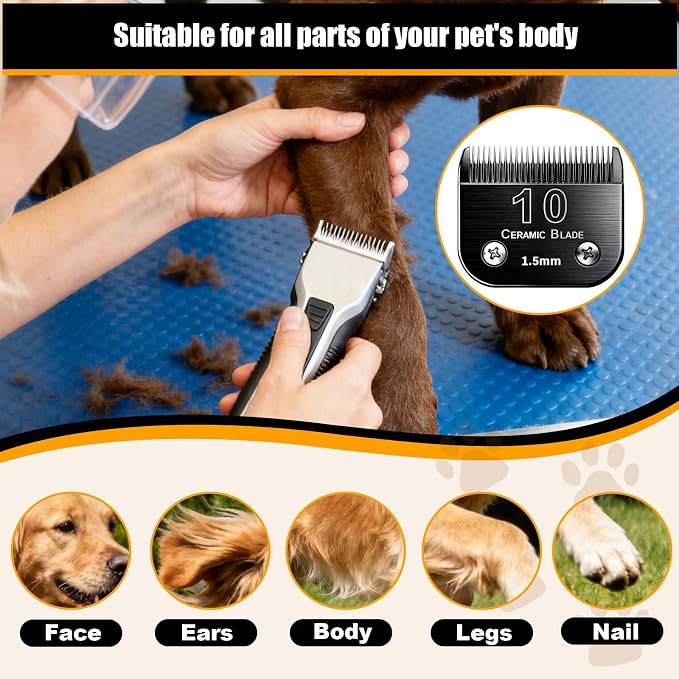 6Pack Dog Grooming Blades Compatible with Andis | Dog Clipper Blades For Oster A5, Wahl km10, Stainless Steel Blades, For Dog, Cat, Horse,Size #10+30+4FC+4FC+5FC+7FC,Black