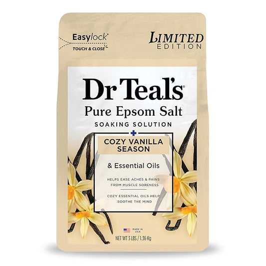 Dr Teal's Epsom Salt Magnesium Soak, Limited Edition Cozy Vanilla Season, 3lbs