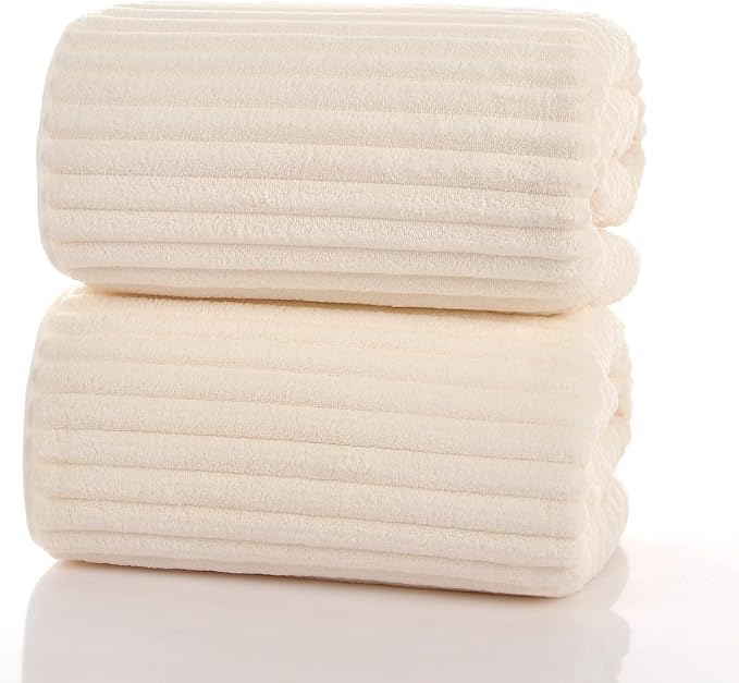 ZVH 2 Pack Extra Large Bath Sheets, 35"x70" Microfiber Quick Dry Absorbent | Beige Ultra Soft Highly Absorbent Bath Towels with Hanging Loops, Machine Washable, Great for Bathroom Spa Pool Hotel Use