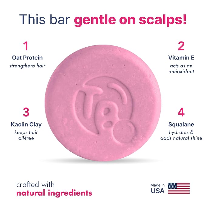 Tree Bottle Hydrolyzed Oat Protein + Squalane Shampoo Bar for Girls - 4.5oz - For all Hair Types - Gentle on sensitive Eyes & Scalp - Natural, Tear-Free, Sulfate & Paraben-Free - Made in USA - 4.5oz