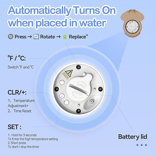 Baby Bath Thermometer for Bathtub, Room|Water Temperature, Baby Bath Floating Toy|Kids Bathroom Safety, Digital LCD with Timer