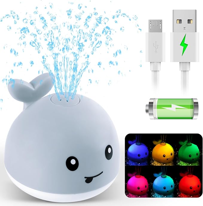 Gigilli Baby Bath Toys, Light up Bath Toys for Kids Ages 1-3, Pool Water Toys 1 Year Old Boys Girls Gifts, 6-12-18 Months Baby Whale Bath Toy Sprinkler, Toddler Fountain Bathtub Water Table Toy