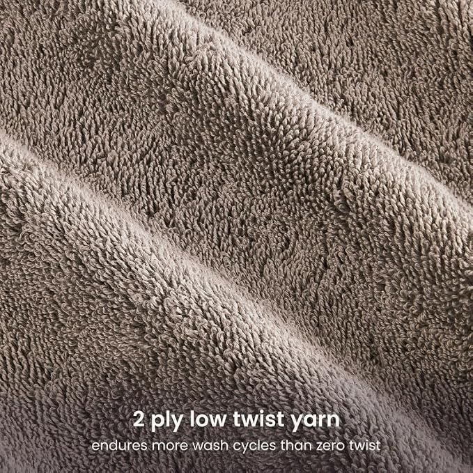 BIOWEAVES 100% Organic Cotton 700 GSM Plush Bath Towels 30" x 58" GOTS Certified - Taupe, Pack of 2
