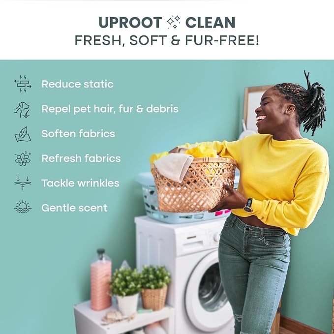 Uproot Clean Dryer Sheets Pet Hair Reducing (50 Pcs) Summer Wisteria Scent: The Ultimate Pet Hair Dryer Sheets for Homes With Animals - Reduces the Static Clinging of Fur - Gentle on Sensitive Skin