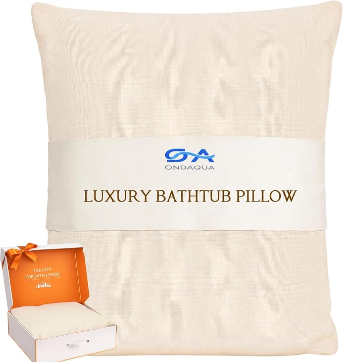 Luxury Bathtub Pillow, Skin-Friendly Cushion, Support Back, Neck & Head, Non-Slip, Adjustable Thickness Fits All Tub, Washable & Quick-Drying - Gift for Christmas Birthday Mother’s Day