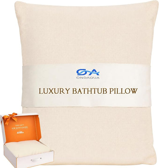 Luxury Bathtub Pillow, Skin-Friendly Cushion, Support Back, Neck & Head, Non-Slip, Adjustable Thickness Fits All Tub, Washable & Quick-Drying - Gift for Christmas Birthday Mother’s Day