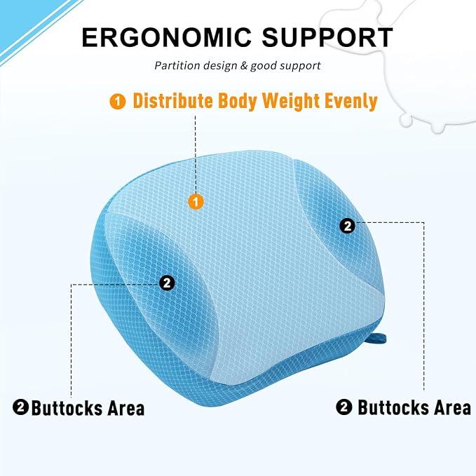 Hot Tub Booster Seat for Adults, 4D Air Mesh Hot Tub Cushion with 6 Strong Non-Slip Suction Cups, Ergonomic Hot Tub Seats, Quick Dry Hot Tub Accessories for Adults Indoor Outdoor, No Zipper Design