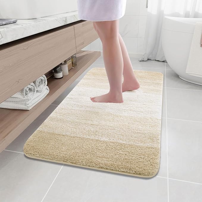 Arotive Microfiber Bathroom Rugs, Shaggy Soft and Absorbent Bath Rug, Thick Plush Machine Washable Dry Bath Mats for Bathroom, Tub and Shower, 44x24, Light Beige, Rectangular