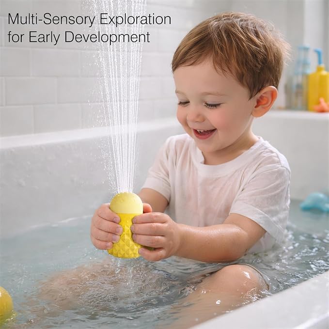 Sensory Squeezing Water Bath Toys for Toddlers,3PCS Bath Tub Pool Floating Toys for Babies Kids 1-3，Textured Fidget Toys Stocking Stuffers Gifts for Boys Girls 18+ Months