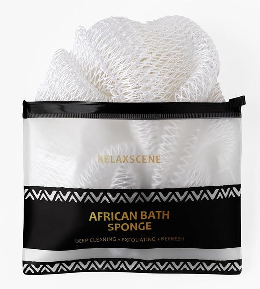 African Net Sponge Authentic - Exfoliating Back Scrub Bath Sponge with Knots - Afro Scrub Body Scrubber Exfoliator Washcloth - African Body Care Daily Use Shower Essentials