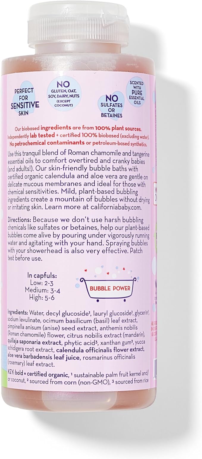 California Baby Overtired & Cranky Bubble Bath | 100% Plant-Based Kids Bubble Bath | Uplifting Scent | Baby Bubble Bath + Bubble Wand | 384 mL / 13oz