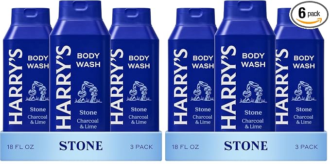 Harry's Men's Body Wash - Stone - 18 fl oz - Shower Gel for Men - No Parabens, Sulfates, or Dyes, (Pack of 6)