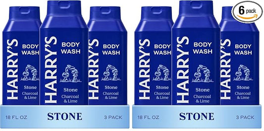 Harry's Men's Body Wash - Stone - 18 fl oz - Shower Gel for Men - No Parabens, Sulfates, or Dyes, (Pack of 6)