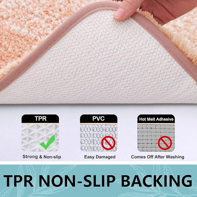 Arotive Microfiber Bathroom Rugs, Shaggy Soft and Absorbent Bath Rug, Thick Plush Machine Washable Dry Bath Mats for Bathroom, Tub and Shower, 59x24, Peach, Rectangular