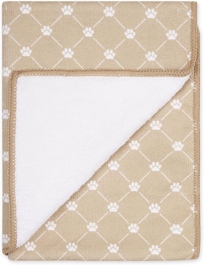 Bone Dry Pet Grooming Towel Collection Trellis Print, Microfiber Absorbent Drying Set, 15x30, Taupe, 3 Count