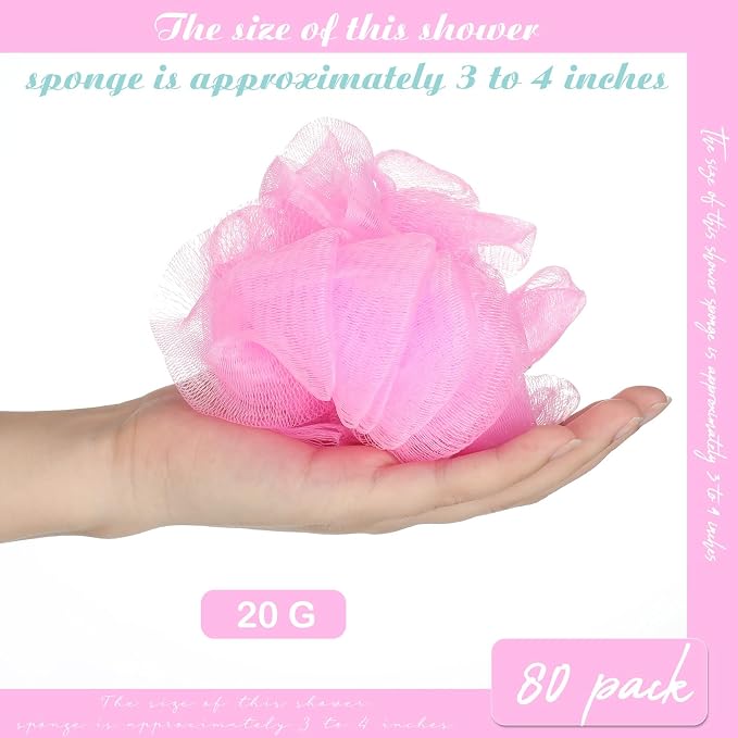 CHENGU 80 Pcs Loofah Bulk Sponge Bath Sponges for Shower, 20g (Pink Series)