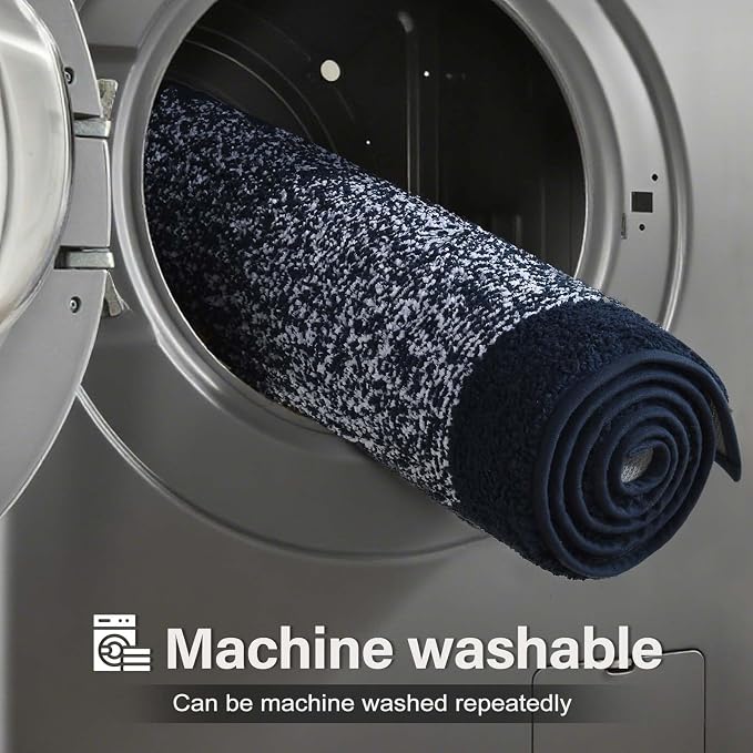 44x24 Large Bathroom Rugs Washable Non Slip, Bath Mat for Bathroom Floor Tub, Soft Absorbent Quick Dry Mats for Shower, Bathtub,Home Decor(Dark Blue)