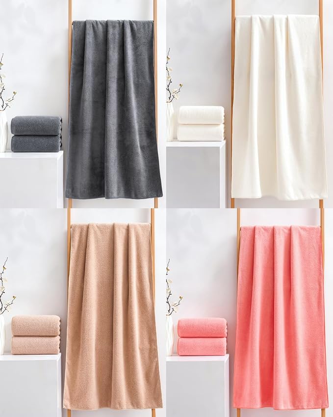 Lumimi Towel Set of 8 Very Soft Microfiber 4 Bath and 4 Hand Towels Quick Dry Light Weight for Bathroom Gym Salon, 8 Pack Multicolour A