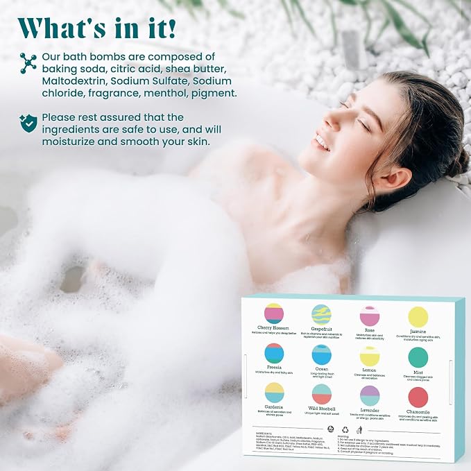 ZenBombs Bath Bombs for Women, 24pcs Handmade Natural Bath Bomb, Stocking Stuffers, Bath Bomb with Shea Butter, Mothers Day Presents for Mom, Amazing Present for Her, Wife, Girlfriend, Mother(2 Sets)