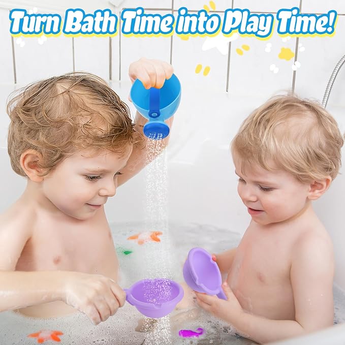 Small Soft Bath Toys for Toddlers 1-3 - Super Easy to Clean Water Table Toys Baby Tub Swimming Pool Toy Fun Tactile Training Newborn Gifts, 3Packs (Blue)