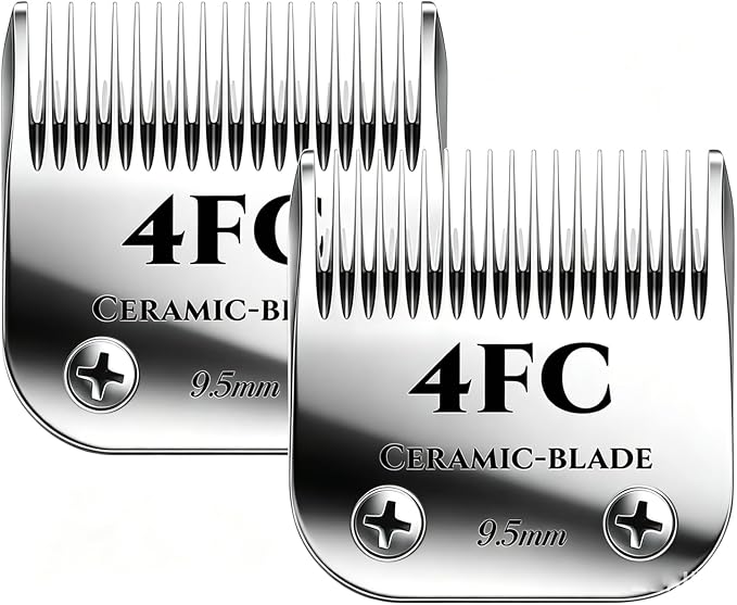 for Andis 4FC Blades Dog Grooming Blades Compatible with Oster A5,Wahl km10 Dog Clippers for Animal Dog Cat Horse,Silver,2-Pack