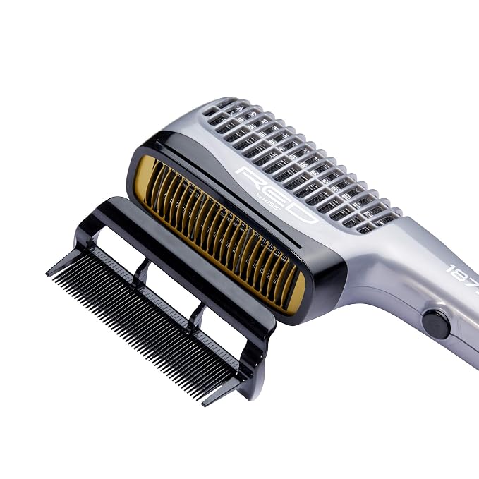 Red by Kiss 1875 Ceramic Ionic Hair Styler, Blow Dry Comb with 3 Attachments Including Detangler Pik, 4 Heat Settings & Cool Shot for Fast Drying, Straightening & Silk Press on All Hair Types