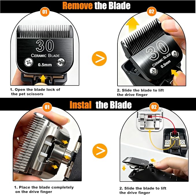 3Pack Dog Grooming Blades Replacement for Andis Dog Clpper 5FC Blades | Dog Clipper 30 Blades Compatible with Most Oster A5 Wahl KM Series Pet Clippers,Black