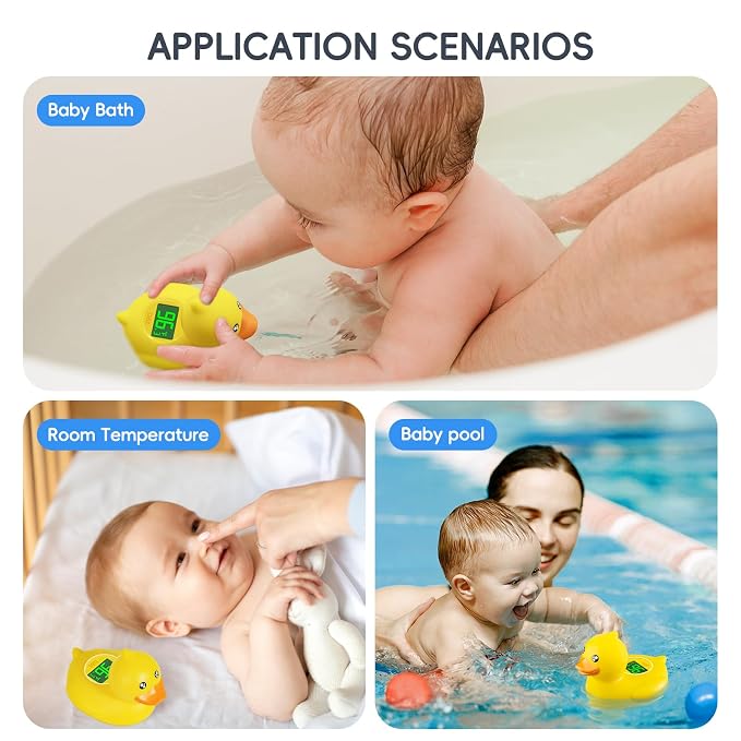 b&h Rechargeable Baby Bath Thermometer, Digital Water Temperature Monitor for Bathtub and Room, Floating Bath Toy for Newborns & Infants, Safe & Accurate (Baby Duck)