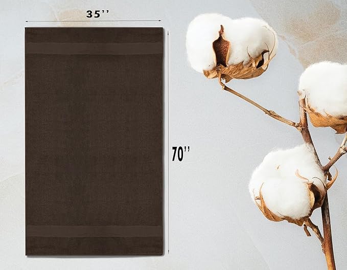 100% Cotton Luxury Bath Sheets - Pack of 2 (35" x 70") | Super Soft, Quick-Dry & Highly Absorbent Towels for Bathroom, Home, Spa & Gym (Dark Brown)