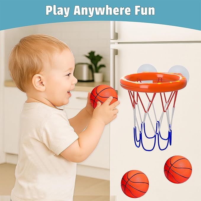 MARPPY Bath Toys - Bathtub Basketball Hoop for Toddlers Kids with 4 Mold-Free Balls & Strong Suction Cup Basketball Hoop | Shower Toys and Fun Toddler Bathtub Toys for Boys or Girls
