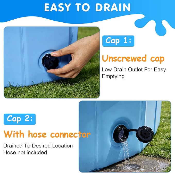 DEWEL Portable Foldable Dog Pool Bath Tub for Dogs Cats & Pets, Collapsible PVC Kiddie Bath Tub Pool with MDF Reinforced Panels, Non-Slip Bottom for Bathing Swimming Outdoor Backyard Patio Play