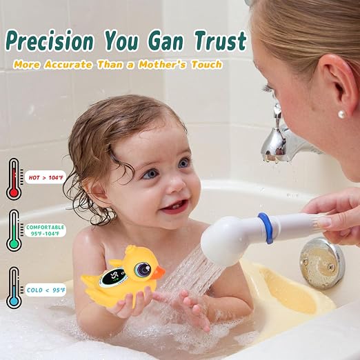Baby Bathtub Thermometer with LED Display Screen+Cute Duck toy-2-in-1 | Color Coded Alarm (Cold/Comfortable/hot) Bath Temperature Monitor, Adorable Floating Toys for Infants, Essential for Babies