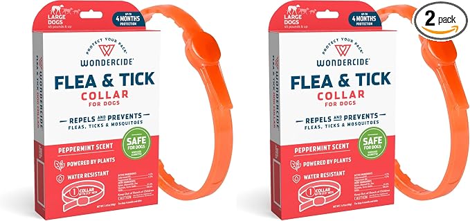 Wondercide Dog Collar - Flea, Tick, and Mosquito Repellent for Dogs - with Natural Essential Oils - Up to 4 Months Protection - Large (Pack of 2)
