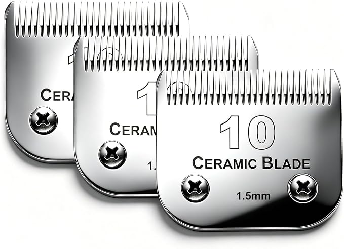 3 Pack 10 Blade Dog Grooming Blades Compatible with Andis Clippers | Dog Clipper Blades for Oster A5/Wahl KM ,Detachable Stainless Steel Blade,Size-10, 1/16-Inch Cut Length