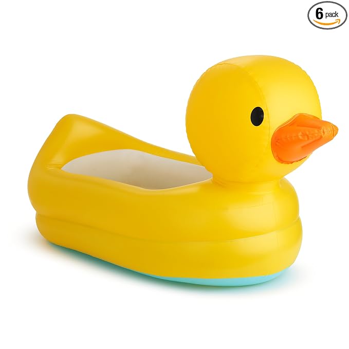 Munchkin Duck Inflatable Baby Bathtub for Babies 6-24 Months,White Hot Heat Alert,Great for Home or Travel,Classic Yellow Ducky,(Pack of 6)