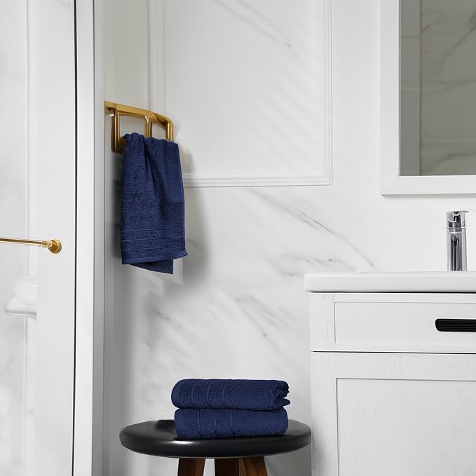 Tens Towels Pack of 6 Hand Towels, 100% Cotton, Lighter Weight, Quick to Dry, 16 x 28 Inches, Super Soft & Absorbent, Perfect for Bathroom & Kitchen, Navy