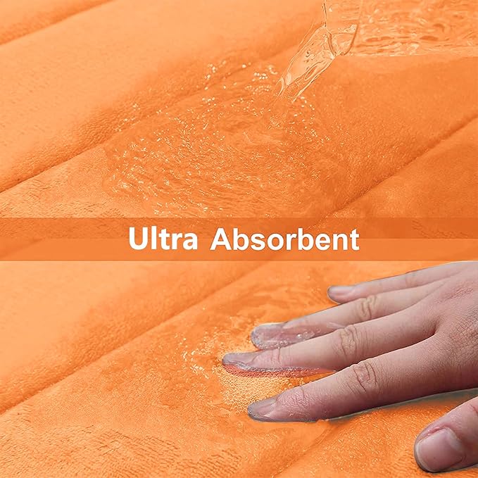 Buganda Memory Foam Bath Mat, 60" x 24", Ultra Soft Bathroom Rugs, Water Absorbent and Machine Washable Bath Rug Runner for Bathroom, Shower, and Tub, Orange