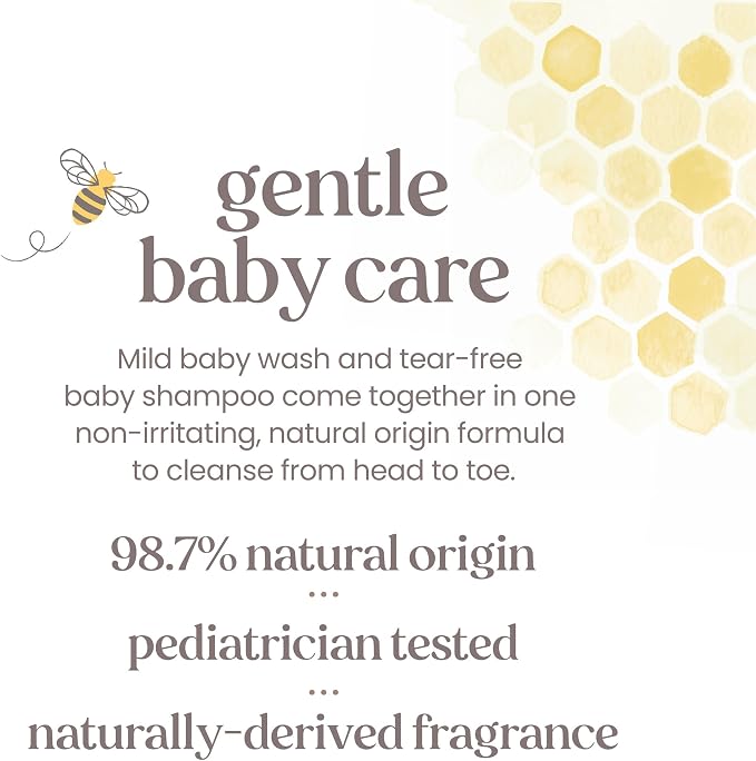 Burt's Bees Baby Shampoo & Wash, Fragrance Free & Tear Free Baby Soap - 12 Ounce Bottle, Pack of 3
