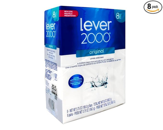 Lever 2000 Original Bar Soap, New and Improved Formula, Trusted Clean for Hands and Body, 8 Bars, 3.75 oz Each