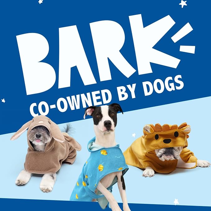 Barkbox Dog Bathrobe Bundle, Fast Drying with Hook and Loop Closure & Wrap Tie Snuggle, Cute Dogs Clothes, Easy to Clean, Machine Washable, Dog Coats and Tumble Dry Low - Lion/Rhino, Large