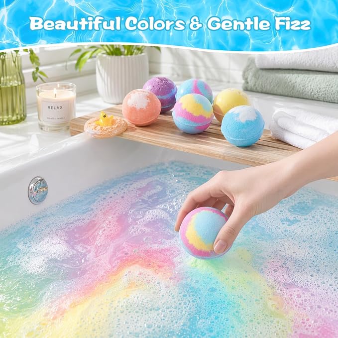 Bath Bombs with Toys Inside, 12 Pack Kids Bath Bombs with Surprise Inside, Play Fizz Bubble Bath Bomb for Boys Girls, Natural Organic Non Toxic Bath Ball Gift Set for Women Men