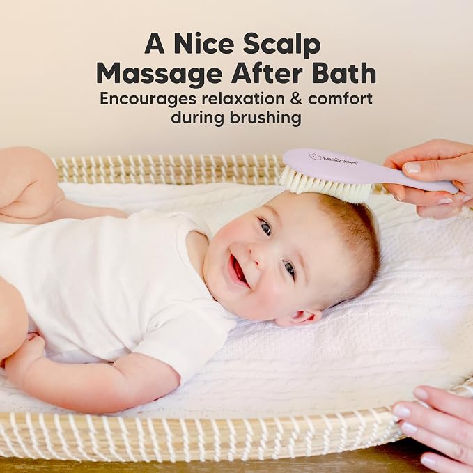 Wooden Baby Hair Brush for Toddler, Infant Cradle Cap (Thistle, Regular) | Soft Goat Bristles Brush for Newborn Girl, Boy Hair, Scalp, Styling, Gentle Grooming, Baby Comb, Baby Bath Essentials