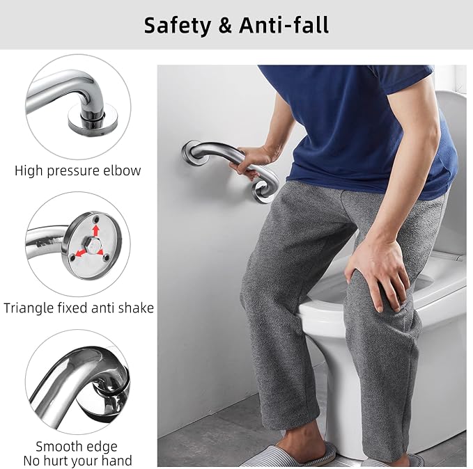 2 Pack 16 Inch Grab Bar for Bathtubs and Showers - 1.25" Diameter Bathroom Safety Shower Handles Brushed Nickel with Concealed Screws, Wall Mounted Disability Handrail for Handicap, Elderly, Pregnant