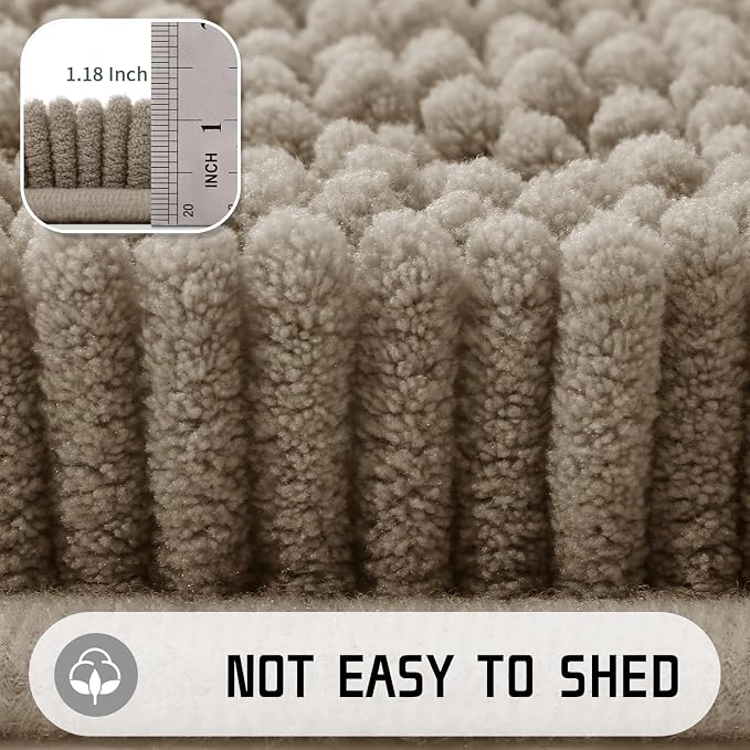 Yimobra Long Bathroom Rugs 47"x24", Extra Soft Non Slip Bath Mat for Tub, Super Absorbent Quick Dry Shaggy Rug Floor Carpet, Machine Washable,Camel