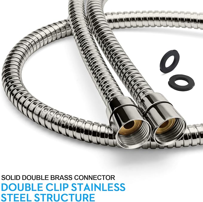 Blissland Shower Hose, 79 Inches Extra Long Stainless Steel Handheld Shower Head Hose with Brass Insert and Nut - Durable and Flexible(Brushed Nickel)