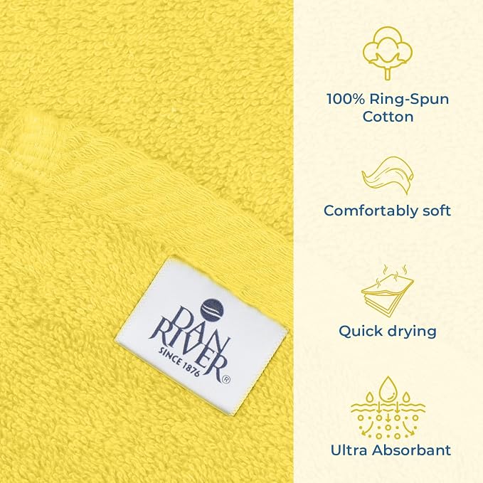 DAN RIVER Pack of 1 Jumbo Bath Sheet 40x80 Inches, Large Bath Towels Oversized for Adults, Soft and Absorbent Hotel Towels - Yellow