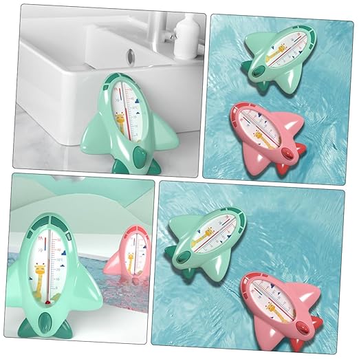 Toyvian Bath Thermometer Green Cartoon Plane Shape Accurate Water Temperature Reading Safe for Newborn Shower and Bath Easy to Use Material