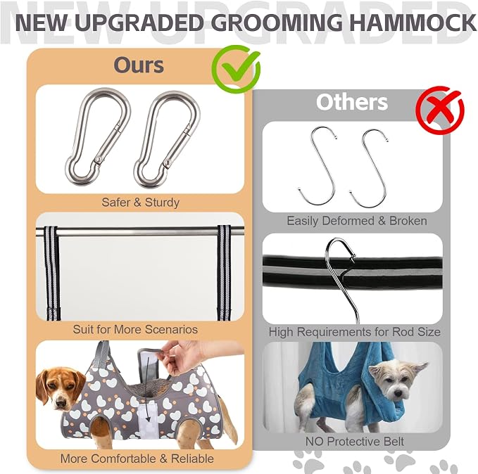 ATESON Dog Grooming Hammock for Small Dogs Cat, Dog Grooming Harness for Nail Trimming, Pet Grooming Hammock Sling for Cutting Nails with Nail Clippers, Nail File