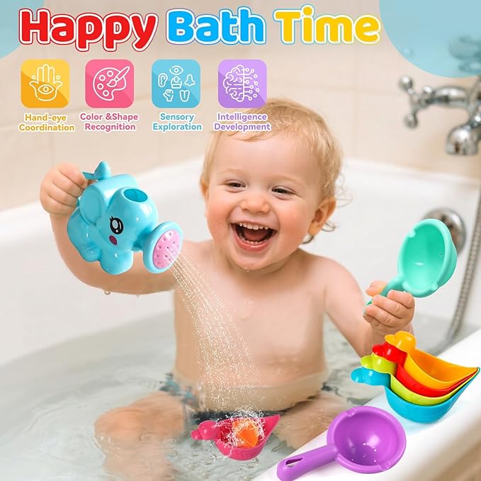 Fajiabao Bath Toys Toddlers 2-4 8 PCS Mold Free Bath Toys for Kids Ages 1-3 with Floating Ducks & Water Pool Beach Sand Toys in Bathtub for 1 2 3 4 5 6 Birthday Gifts