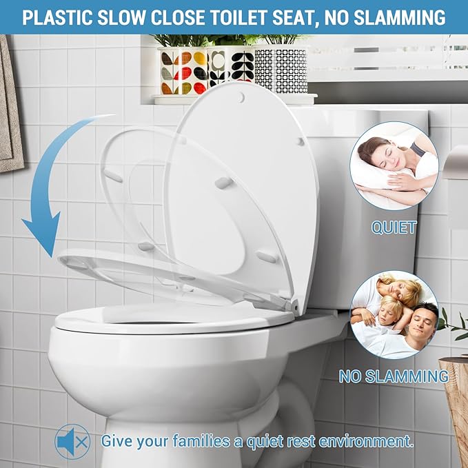 Garvee Toilet Seat Cover Round – PP Material, Secure Locking Design, Full Flat Lid for Standard Round Toilets, Sturdy & Comfortable Fit, White